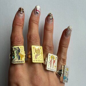 VERAMEAT Colorful Life Tarot Signet in 'The Hermit' - Gold Dipped Brass